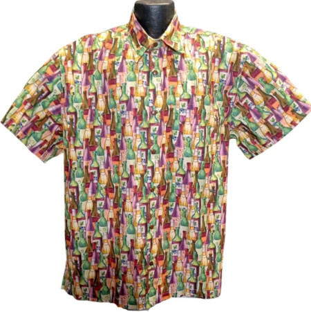 Wine Bottles Hawaiian Shirt- Made in USA-100% Cotton